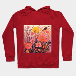 Bird Flying Through a Field of Flowers Hoodie